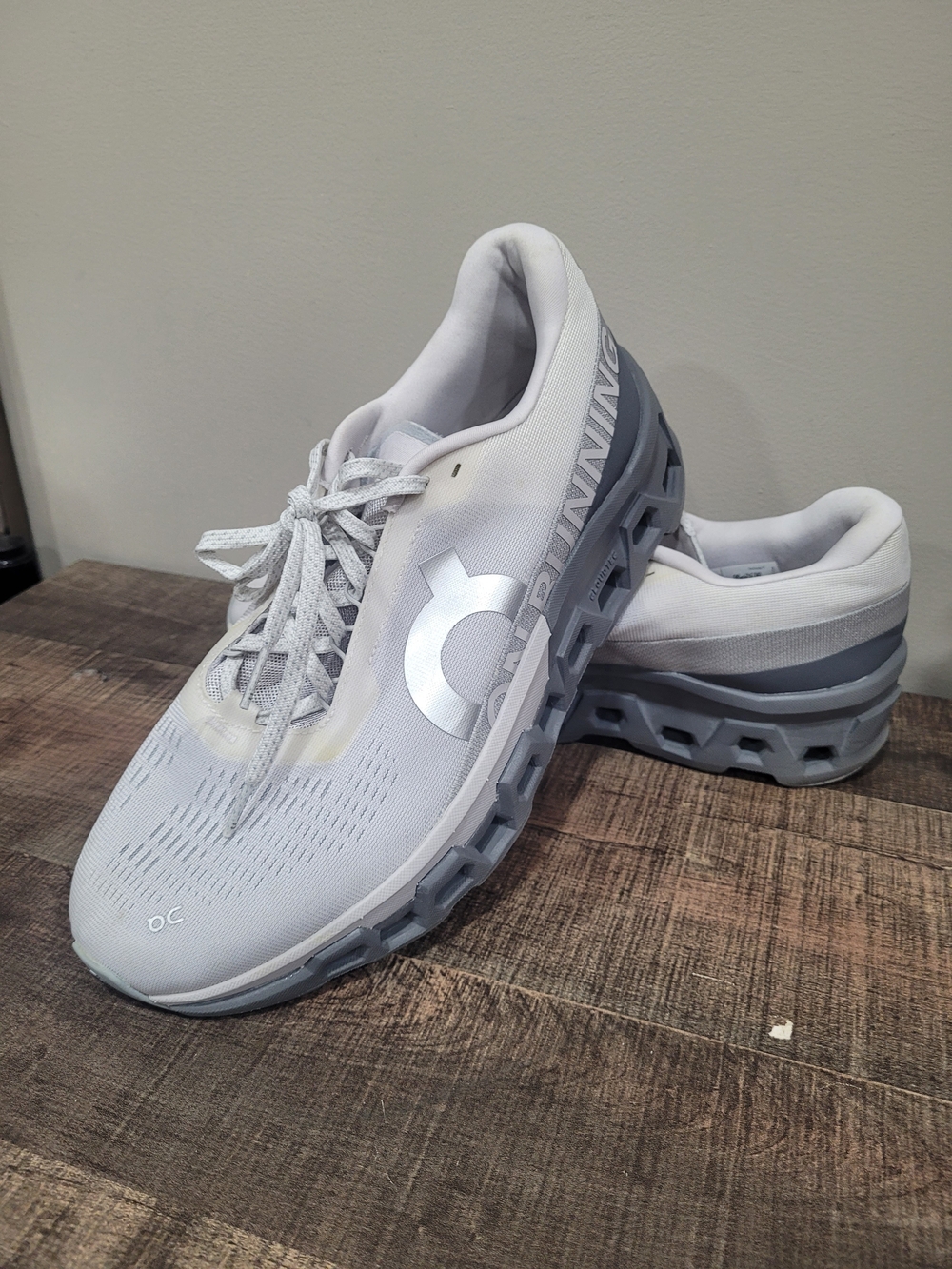 On Running Men’s Cloudmonster 3 Sneakers in White and Gray